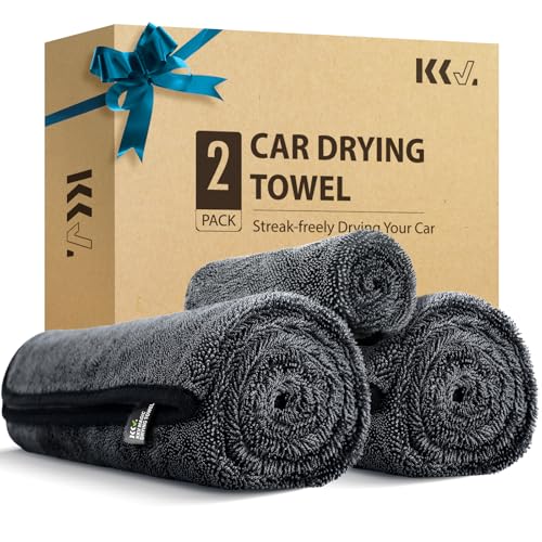 KKV 2-Pack Microfiber Towels (35"x 24") Extra Large Ultra Absorbent Drying Towel for Cars and Trucks, Without Streaks, Scratches, or Water Spots - size: X-Large
