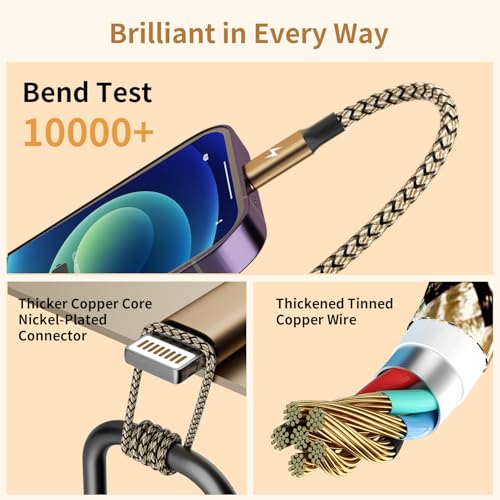 4 in 1 Dual Type C Multi Charging Cable, Charging Cord for Multiple Devices | 2Pack 5FT USB Charging Cable with 2 USB C/IP/Micro USB Charger, Phone Charger for iPhone 17-8/ Android/Pad and More,Lake Blue - color: Gold