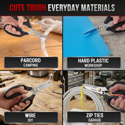 DUROX - Heavy Duty Scissors, Multipurpose Utility Scissors. Built to Cut Leather, Cardboard, Carpet, Plastic and Rope. All Purpose Heavy Duty Kitchen Scissors to Cut Meat, Poultry and Chicken Bones