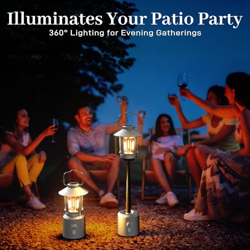 Camping Lantern Rechargeable, Telescopic 8000mAh Camping Light - color: Silver