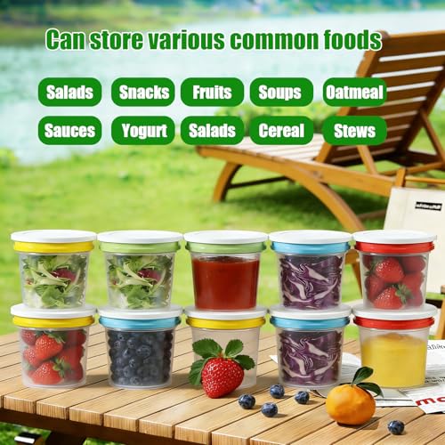 12 Pack 8.8oz Plastic Food Storage Containers with Lids, Small Meal Prep Container Jars for Food, Salad, Soup, Snack, Freezer & Lunch - color: Multicolor (12pcs 8.8oz)