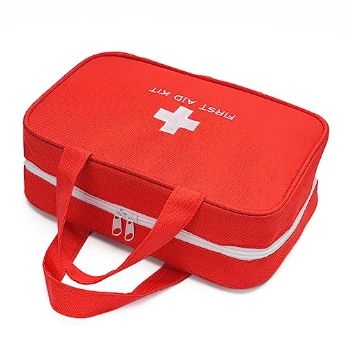 TOPASION Compact Empty First Aid Kit Bag Emergency Trauma Medical Pouch Travel Medicine Organizer Bag for Home, Camping, Traveling, Car (Red) - color: Red