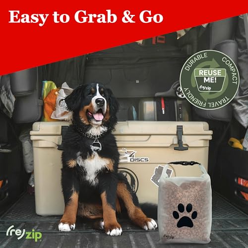 (re)zip Large Roll Top Pet Dry Food Storage Bag 40-Cup, BPA-Free, Food-Grade, Pet-Safe, Freshness Seal for Camping, Long Term Boarding, Travel & Daily Use, Machine Washable, Black - color: Black, size: 40 Cup