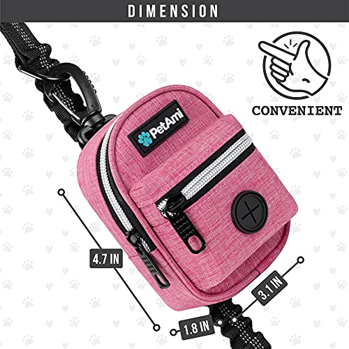 PetAmi Dog Poop Bag Holder for Leash, Waste Bag Dispenser Pet Pouch, Pink - color: Pink