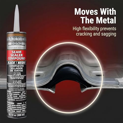 Barrier Bond Automotive Seam Sealer, 10.1oz Tube, Black | Polyurethane Sealant, Car & Panel Bond - color: Black