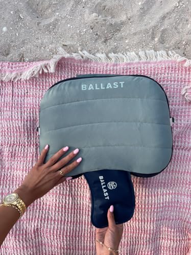 Ballast Beach Pillow – Comfy, Durable & Compact, Stays Put on Windy Beaches with Patented Sand Pouch, Inflatable Pillow for Beaches, Pools, Camping, Festivals and Travel (Moonlight Grey) - color: Moonlight Grey