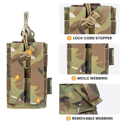 EXCELLENT ELITE SPANKER Tactical Open-Top Single/Double/Triple Molle Mag Pouch for Pistol Mag Pouch Tactical Bag Accessories Holder - color: Multicam