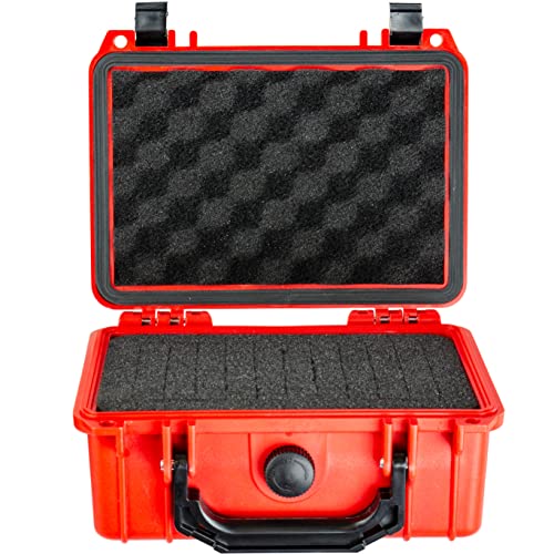 Eylar Protective Gear and Camera Hard Case with Custom Logo Engraved Plate TSA Approved 8.12 inch 6.56 inch 3.56 inch, Customizable Pluck Foam, Lockable for Cameras, Lenses, Drones, Gear (Red) - color: Red
