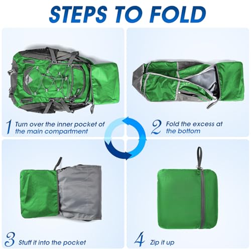 IGOLUMON Hiking Backpack 40L Packable Lightweight Camping Daypack Men Women | Multi-compartment storage Water-resistant Foldable Nylon Material Hiking Day pack for Camping Cycling Outdoor - color: Grass Green