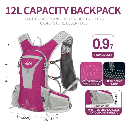 IX INOXTO Hydration Pack Backpack, Lightweight Water Backpack with 2L Hydration Bladder Daypack for Men Women,Running Hydration Vest for Trail Running Hiking Cycling Race Climbing - color: Pink