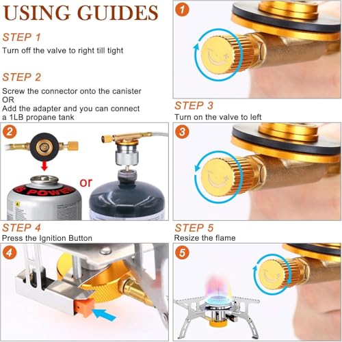 WADEO Camping Stove, 3700W Portable Backpacking Stove with Piezo Ignition