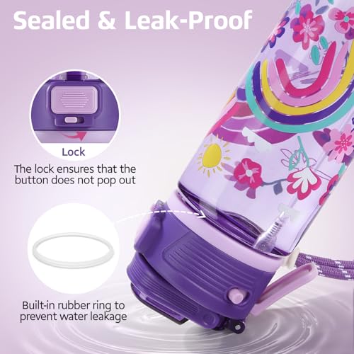 20 oz 2-In-1 Mist and Sip Water Bottle for Kids, Rainbow - color: Rainbow