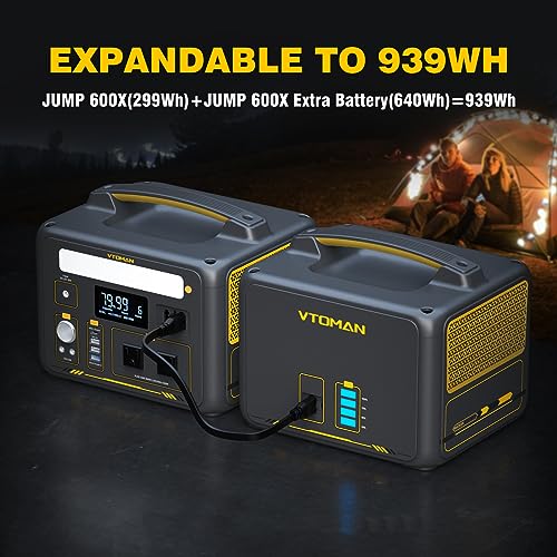 VTOMAN Jump600X 600W Portable Power Station with 640Wh Extra Battery Kit - style: Jump 600X+Extra Battery