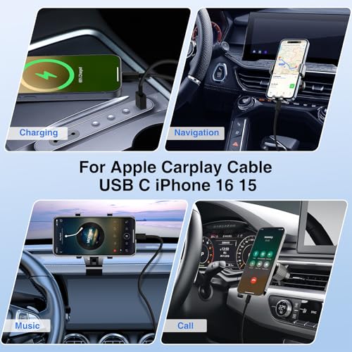 4 Pack 3/3/6/6FT 60W USB C to USB C Cable & USBA to USBC Fast Charging Cord | Car Carplay USB C Charge Cable for iPhone 17 16 15 Pro Max, Type C Cable for Samsung S26/S25, MacBook Pro/Air, iPad - Black - color: Black, size: 3ft+3ft+6ft+6ft