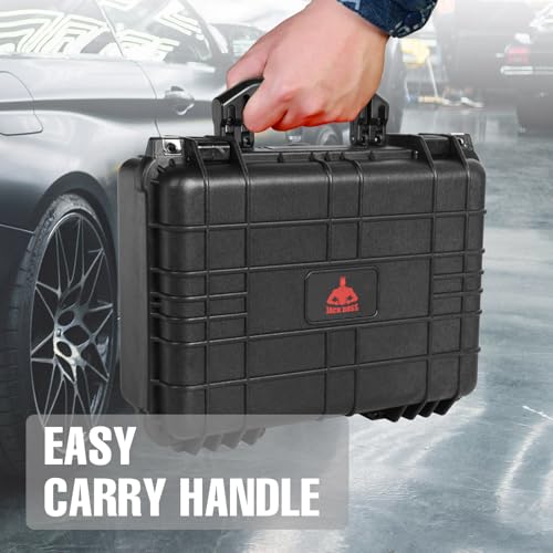 Jack Boss Waterproof Hard Camera Case with Pre-cut Foam,Black | Portable Protective Hard Shell Case With Updated Plastic Material,Fit Drones,Camera,Equipments,16x12.8x6.8 Inch - color: BLACK, size: 16x12.8x6.8 in
