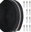 Sawoake 10 Yards Bulk Zipper(#5) Colorful Teeth with Black Nylon Coil Zipper By The Yards,Can Replace 10PCS Sliders - color: Colorful-Black-1