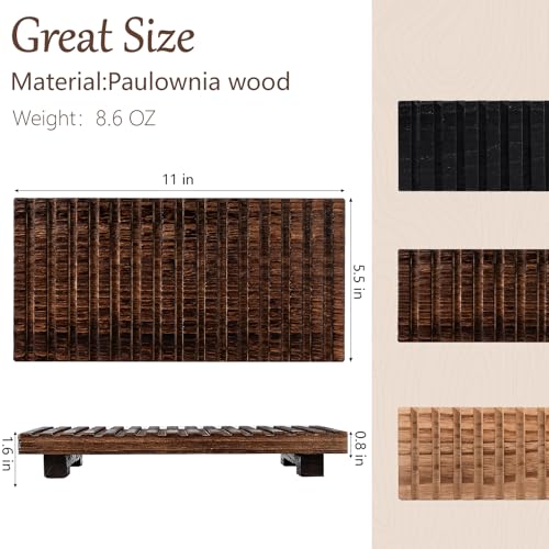 Bathroom Tray Rustic Farmhouse Decor Wood Stand, 11" * 5.5" Dark Brown | Waterproof, Lightweight, Easy Clean, Wood Riser Kitchen soap holder Accessories for Office Desk, Vanity, Counter, Sink - color: Drak Brown, size: 11" x 5.5" x 1.6"
