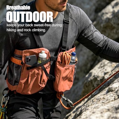 Lightweight Hiking Vest Bag, Multi‑Pocket Adjustable Running Chest Pack, Utility Outdoor Vest Pouch for Women, Men & Kids - color: Red