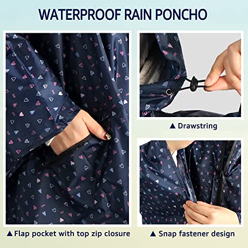 ANYOO Waterproof Rain Poncho Lightweight Reusable Hiking Hooded Coat Jacket for Outdoor Activities - color: Heart-shaped