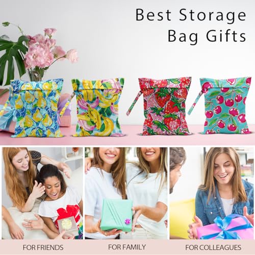 Wet Bag, 4Pcs Wet Dry Bag Set, Reusable Waterproof Bags with Fresh Fruit Patterns for Women, Ideal for Beach Vacations & Pool Days - color: Fresh Fruit