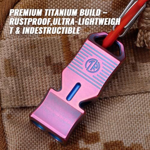 TACRAY Titanium Emergency Survival Whistle, Portable Necklace Whistle, Loud Whistle up to 120~130db, Good for Life Saving, Hiking, Camping, and Pet Training - color: Purple
