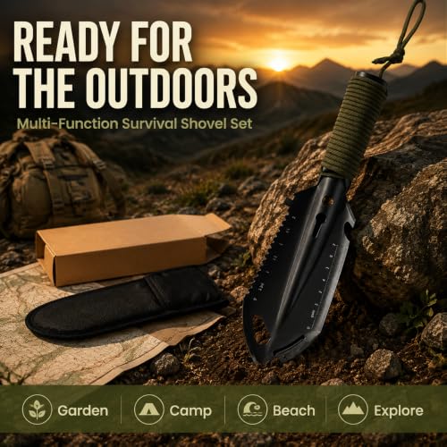 Camping Shovel 1PC - Portable Folding Survival Spade with Nylon Handle, Multi-Purpose Digging Tool for Gardening, Hiking, Travel, Car Emergency, Compact Outdoor Gear with Carrying Bag (Black,1) - color: Black