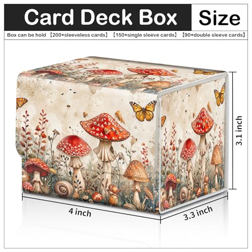 Card Deck Box for MTG Trading Cards with Magnetic Closure,Premium Card Storage Box Case Cover for TCG CCG Magic Cards,Mushroom Butterfly Weed - color: Mushroom Butterfly Weed