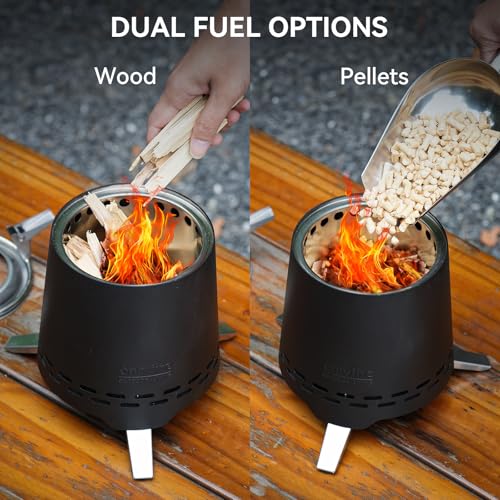 2-in-1 Wood Burning Fire Pit with Pot Rack, 7.8" Tabletop Fireplace, Black | Portable Stainless Steel Camp Stove with Carry Bag for Camping, Patio, Backyard, RV & Tailgating, Smokeless Firepit, FP053 - color: Black, size: 7.8"