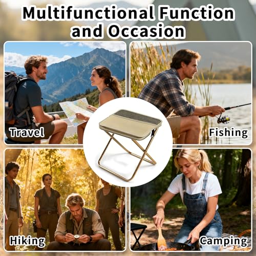 Portable Foldable Backpack Stool, Pocket Chair Camping Fishing Stool, Mini Outdoor Camping Stools Sling Bag, Collapsible Stools Chairs Carry Bag for Fishing Travelling Picnics - color: Khaki