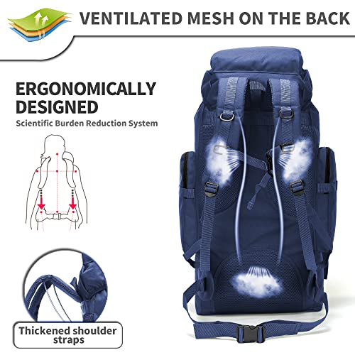 King'sGuard 70L Camping Hiking Backpack for Men Women Large Military Tactical Backpack Molle Rucksack Backpack for Outdoor - color: Blue