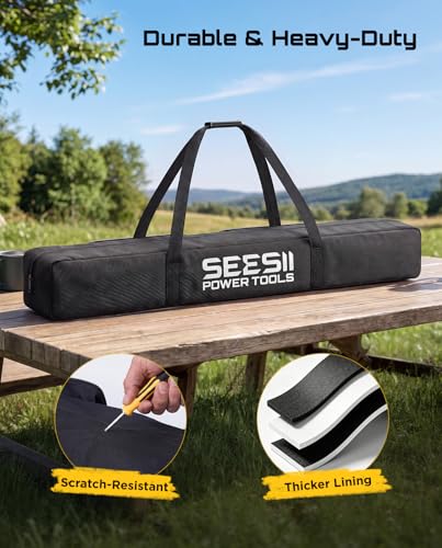 SEESII Universal 55-Inch Pole Storage Bag for Any Pole Tool | Compatible with 16FT Pole Saws, Pole Hedge Trimmers & Pruning Shears, Two Outside Pockets for Batteries, 600D Water-Resistant - color: Inky Black