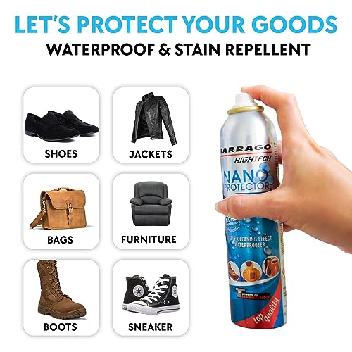 Tarrago Nano Shoe Protector Spray | 6.5oz | Waterproof & Stain Repellent for Sneakers, Suede, Canvas, Leather, Fabric, Nylon, Hiking, Boots