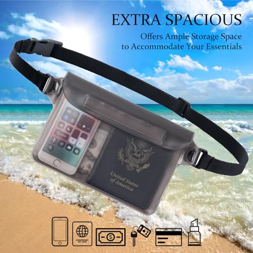 CADONO 2-Pack Waterproof Pouch with Adjustable Waist Strap - color: Black+Blue