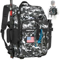 Piscifun Fishing Tackle Backpack, Rod & Gear Holder, Water-Resistant | 15L storage, breathable padding & adjustable shoulder straps, MOLLE panel, Digital Camouflage - color: Digital Camouflage, size: Standard