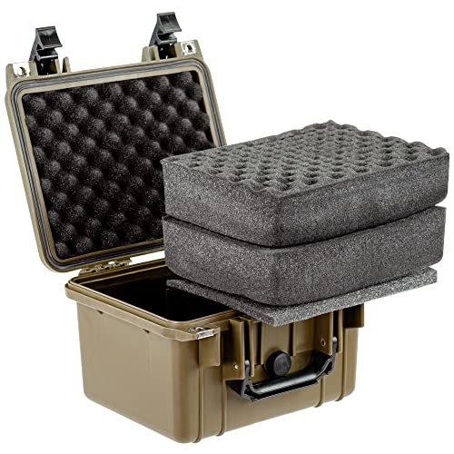 Eylar Small 10.62" Deep Gear, Equipment, Hard Camera Case Waterproof with Foam TSA Standards (Tan) - color: Tan