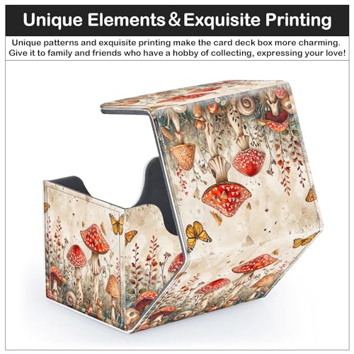 Card Deck Box for MTG Trading Cards with Magnetic Closure,Premium Card Storage Box Case Cover for TCG CCG Magic Cards,Mushroom Butterfly Weed - color: Mushroom Butterfly Weed