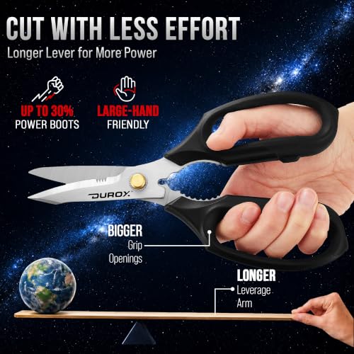 DUROX - Heavy Duty Scissors, Multipurpose Utility Scissors. Built to Cut Leather, Cardboard, Carpet, Plastic and Rope. All Purpose Heavy Duty Kitchen Scissors to Cut Meat, Poultry and Chicken Bones
