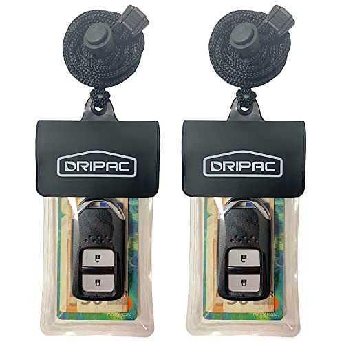 DRIPAC Waterproof Car Key FOB Case Bag Dry Holder Pouch For ID Badge Cash - color: Clear+clear