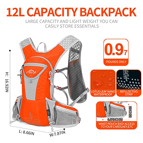 IX INOXTO Hydration Pack Backpack, Lightweight Water Backpack with 2L Hydration Bladder Daypack for Men Women,Running Hydration Vest for Trail Running Hiking Cycling Race Climbing - color: Light orange