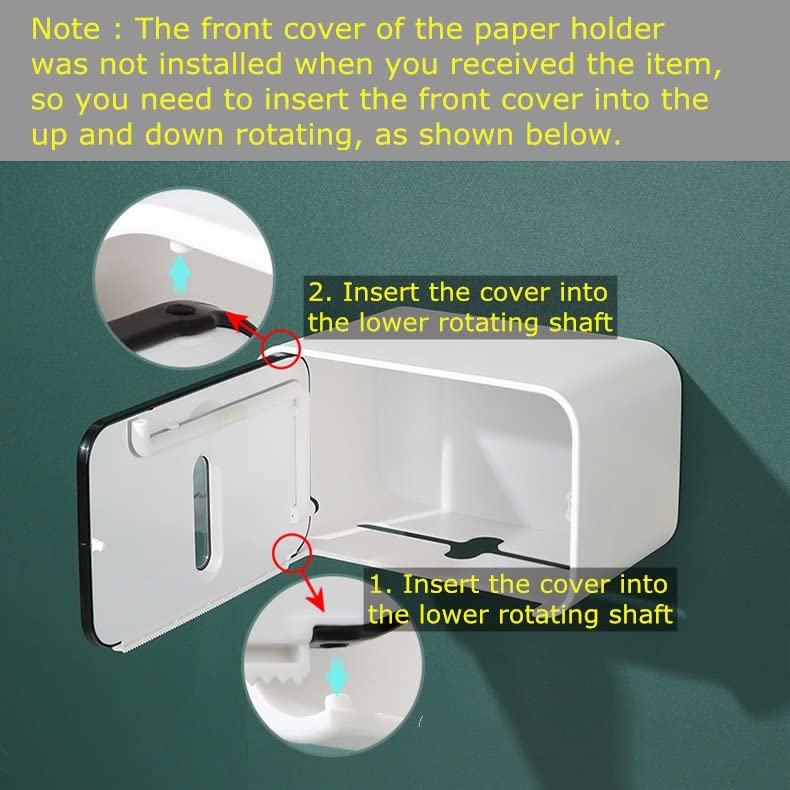 Outdoor Waterproof Toilet Paper Holder for Bathroom - Pet Proof Plastic TP Tissue Holder Dispenser Full Covered Adhesive Mounted Box for RV Shower TP Roll