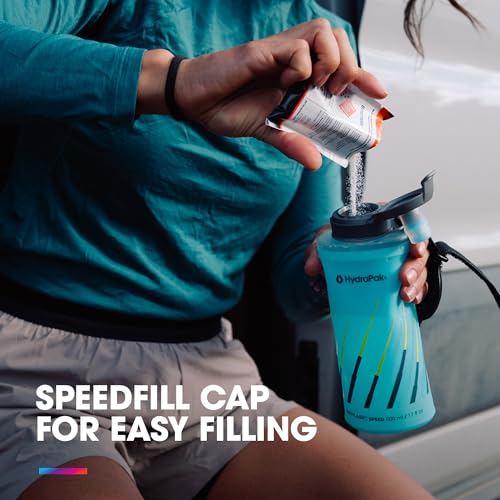 HydraPak SkyFlask Speed - Collapsible Handheld Running Water Bottle (350ml, 500ml, 500ml Insulated) - Adjustable Strap, Lightweight, Spill-Proof Cap - color: *NEW* Malibu Blue, style: 350ml