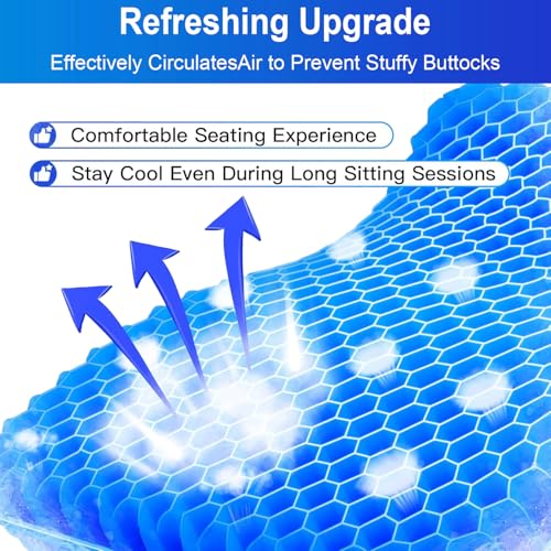2" Extra Thick Gel Seat Cushion for Long Sitting Pressure Relief - color: Blue, size: Extra Thick - 16.5×14.5×1.96inch