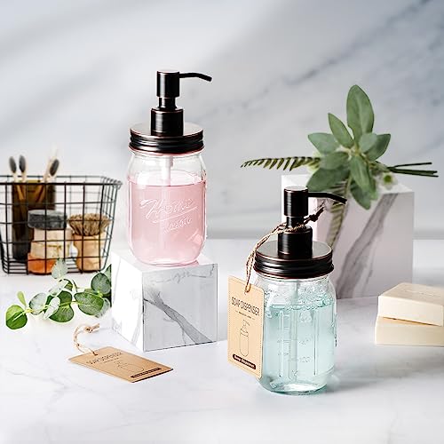 Amolliar Mason Jar Liquid Soap Dispenser Lid, 16OZ Regular Mouth, ORB 2Pack | Refillable Lotion Soap Pump16OZ Regular Mouth Jar, Hand Soap, Dish, Stainless Steel Soap Pump Lid, Farmhouse Bathroom Decor - color: Oil Rubbed Bronze, size: 2 Pack
