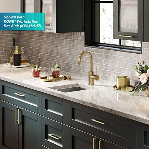KRAUS Oletto Single Handle Kitchen Bar Faucet with QuickDock Top Mount Installation Assembly in Spot Free Antique Champagne Bronze, KPF-2600SFACB - color: Spot-Free Antique Champagne Bronze, style: Bar Faucet