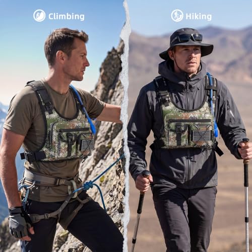 Criuage USA Patent Running Hydration Vest Backpack, Lightweight Chest Pack with 2.0L Water Bladder Bag Daypack for Hiking Running Cycling Race Marathon for Women Men - color: Cagreen