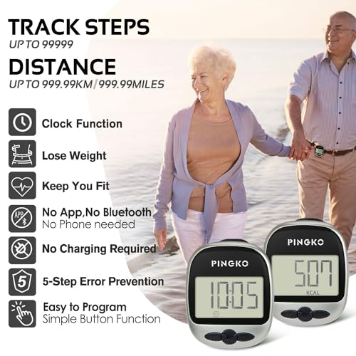 PINGKO Outdoor Multi-Function Portable Sport Pedometer Step/Distance/Calories/Counter - color: Black