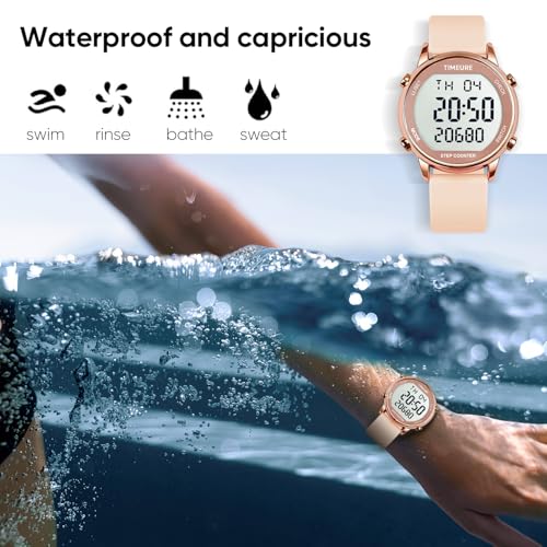 TIMEURE Pedometer Watch for Women Step Counter for Walking No App TU-2509 - color: gold black