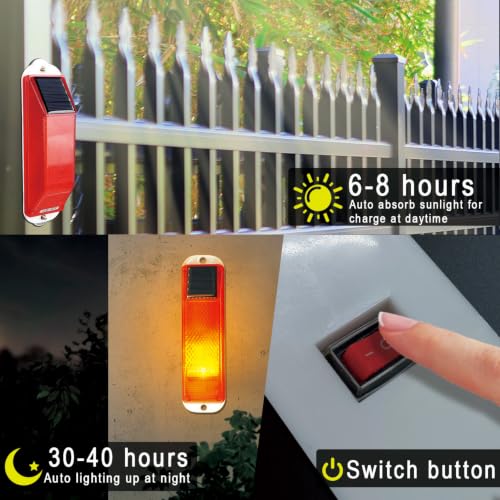 Aolyty Solar Strobe Warning Lights, Flashing White Caution LED Beacon | IP54 Waterproof Safety Light Auto On Off for Barricades, Construction Sites, Road Signs, Traffic - color: White