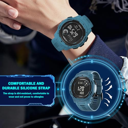 AVTREK Tactical Watch with Compass Pedometer,50M Waterproof-2003 | Digital Altimeter Watch for Outdoor Hiking/Climbing/Walking - color: Blue