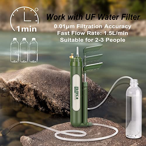 Portable Water Filter Survival Gear High Precision and Large Flow Optional 2 in 1 Water Purification for Hiking, Camping, Travel, and Emergency Preparedness